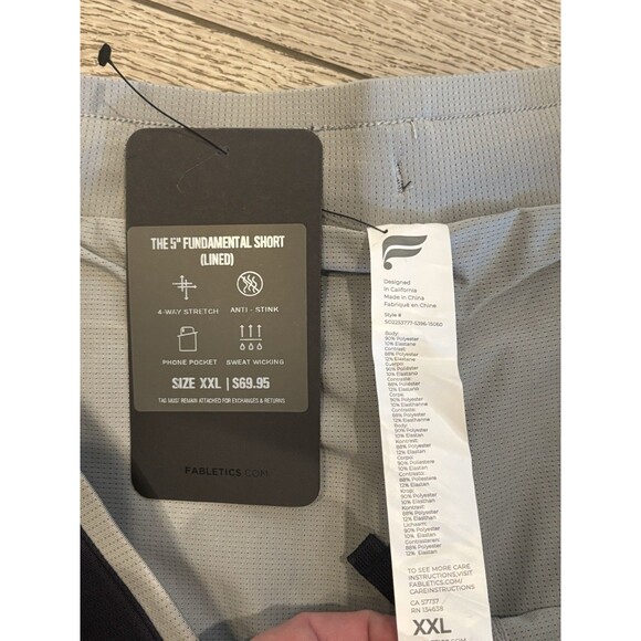 Fabletics The Fundamental Short 5” Lined Mens XXL Blue Camo Print NWT Workout - Picture 4 of 5